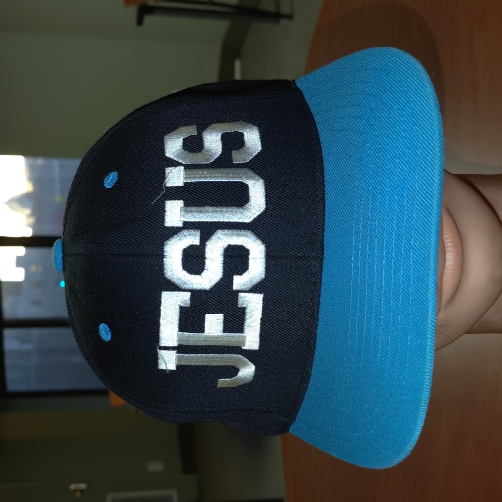 JESUS Embroidered Letters Snspback Hat - Black Teal